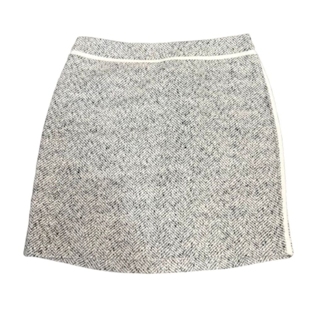 White House Black Market Gray Herringbone Wool‎ Tweed Short Pencil Skirt Size 6P